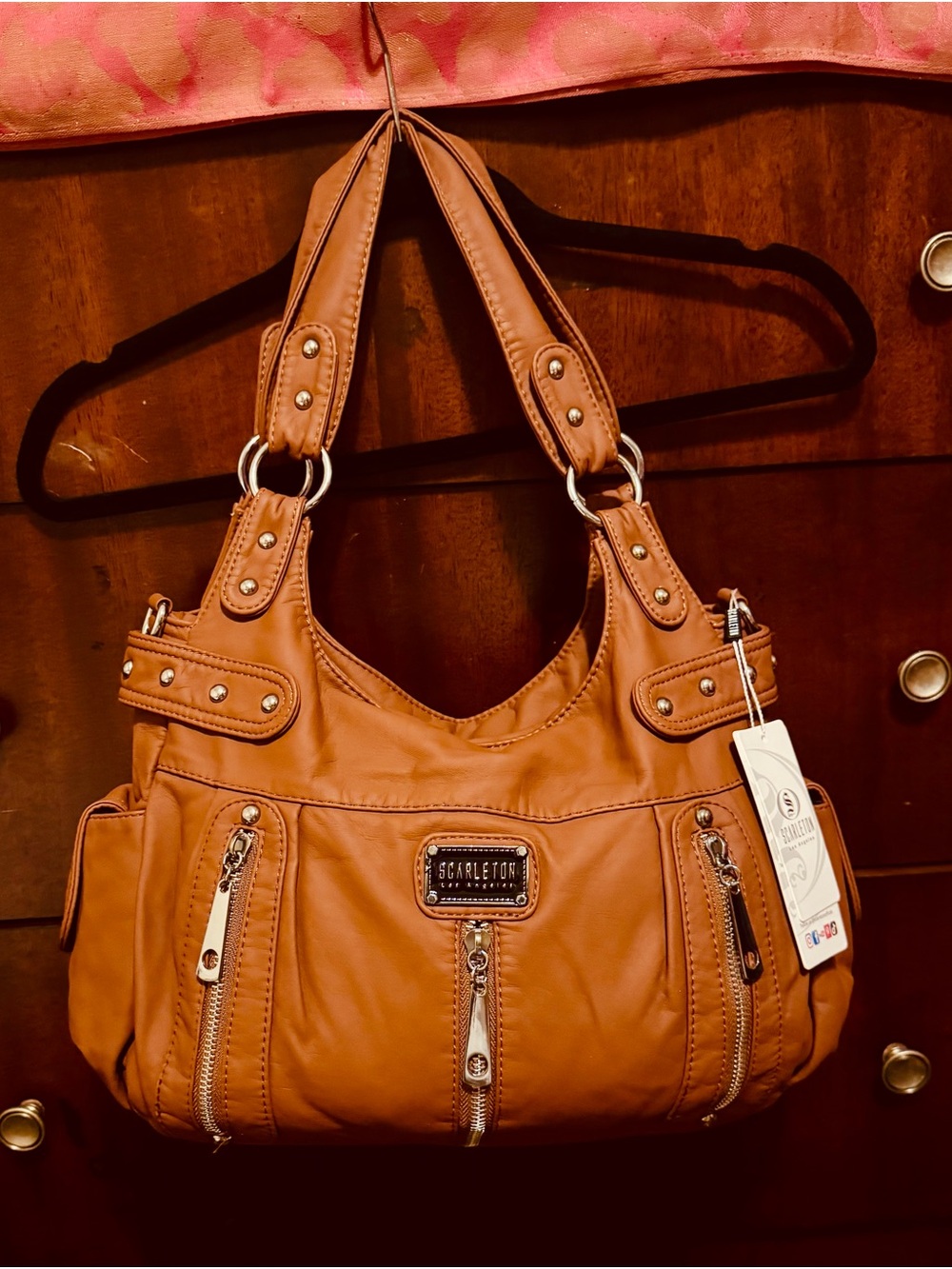 Scarleton Large Tan Hobo Satchel Handbag